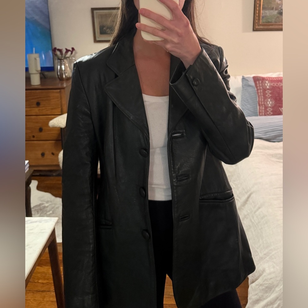 Workshop Dark Gree Leather Jacket - image 2